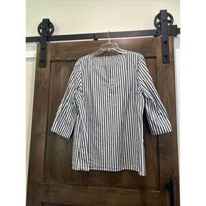 E45 Women's Stripped Grey White Embroidered 3/4 No Brand Sz. L